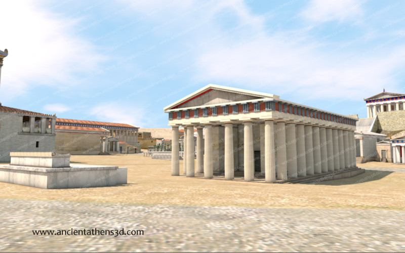 Ο Ναός του Άρη από βορειοανατολικά. Στα αριστερά βρίσκεται το Ωδείο του Αγρίππα.