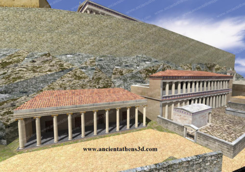 The ionic stoa with the four rooms near the enkoimeterion with the temple.