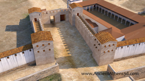 The Dipylon from above. The central court among the four towers worked as a trap for those who attacked the walls trying to reach the gates.