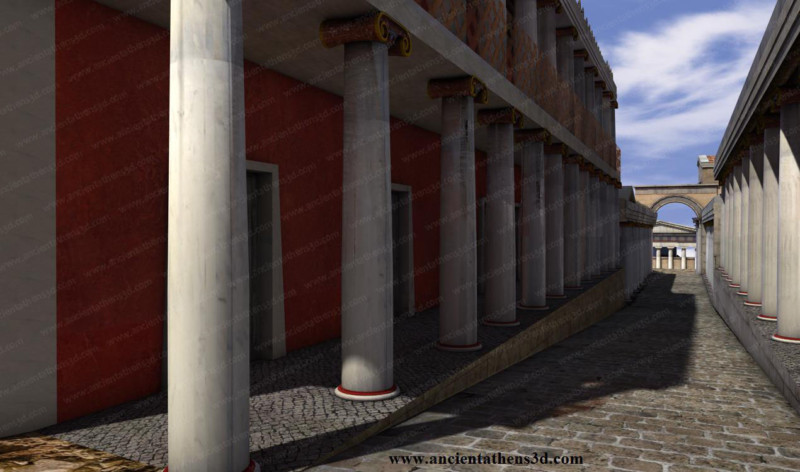 Ο δρόμος με τις στοές ανάμεσα από τη Βιβλιοθήκη του Πανταίνου και τη Στοά του Αττάλου που ένωνε την Αγορά με τη νεόκτιστη τότε Ρωμαϊκή Αγορά του Αυγούστου και του Καίσαρα.