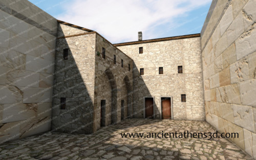 Το εσωτερικό του Ερεχθείου διαμορφωμένο σε αυλή με δύο κτίσματα.