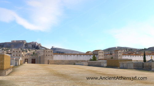 The road begining from Dipylon had a width of 40 metres and was leading to the Plato's Academy. Alongside this road were buried the most important Athenians like Pericles.