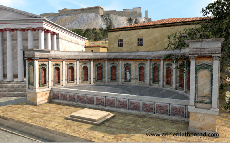 Το Νυμφαίον ήταν μία περίτεχνη, μνημειακή κρήνη που κατασκευάστηκε γύρω στο 140 μ.Χ. Είχε ημικυκλικό σχήμα και στις κόγχες της βόρειας πλευράς του βρίσκονταν αγάλματα της αυτοκρατορικής οικογένειας. Στο μεγάλο βάθρο μπροστά, στεκόταν ο ανδριάντας του Αδριανού που βρίσκεται σήμερα στο ανατολικό μέρος της Αγοράς, κάτω από τον Ναό του Ηφαίστου.