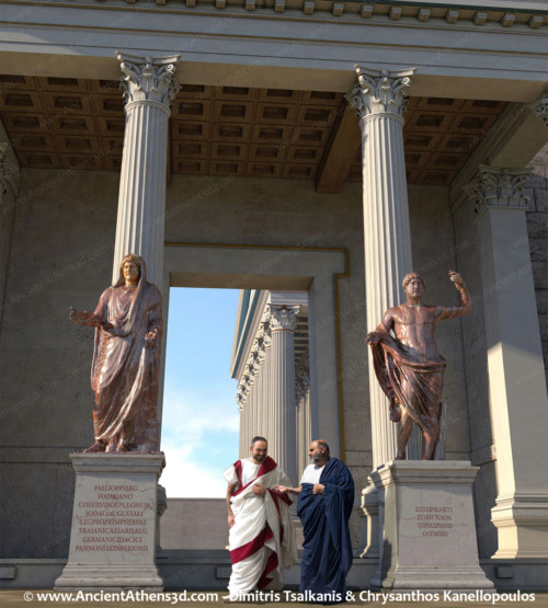 Το πρόπυλο του περιβόλου του Ολυμπιείου. Πίσω διακρίνεται η ανατολική όψη του Ναού.