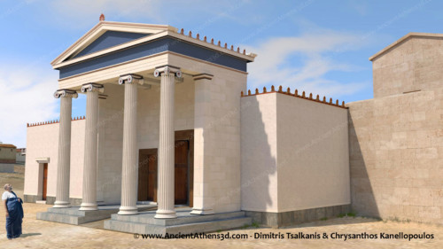 Η πομπή των Παναθηναίων εξέρχονταν από το τετράστυλο πρόστυλο ιωνικό πρόπυλο του Πομπείου και κατέληγε στο Ερεχθείο με την Βόρεια τετράστυλη πρόστυλη πρόσταση.