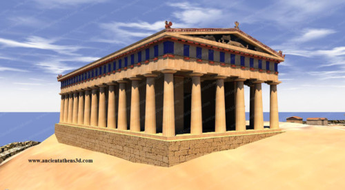 The first big temple of Athena that was built on the spot where Parthenon was later constructed. On the pediment there are pieces of its sculptures that today are kept in the Acropolis Museum.