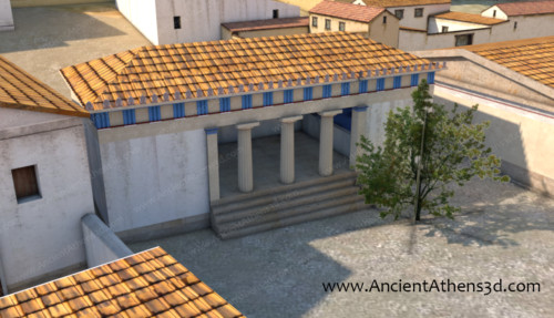 Η αρχαϊκή νοτιοανατολική κρήνη ανάμεσα στη Νότια Στοά Ι και στο Νομισματοκοπείο. Ήταν το παλαιότερο και σημαντικότερο μέχρι τότε έργο ύδρευσης της Αγοράς.