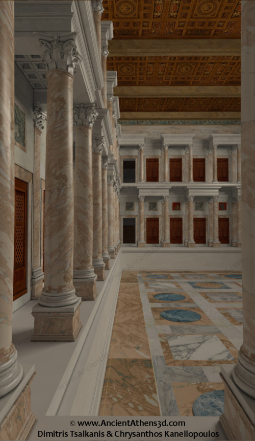 Η πρώτη σειρά των ερμαρίων με τα βιβλία βρισκόταν πάνω σε ένα ψηλό podium.