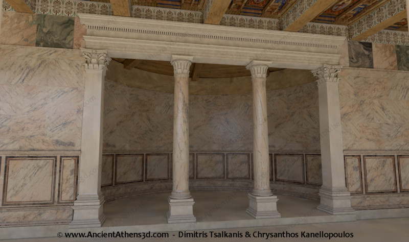 The semicircular exedra of the north peristyle.