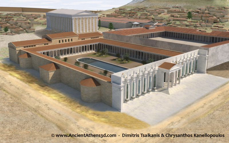 Γενική άποψη της Βιβλιοθήκης του Αδριανού από βορειοδυτικά.