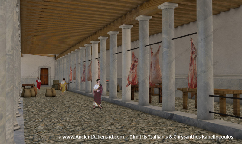 Το εσωτερικό της διπλής κιονοστοιχίας της νότιας πλευράς.