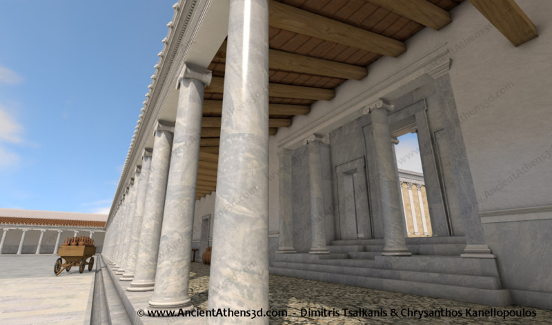 The eastern collonade with an interior view of the eastern propylon.