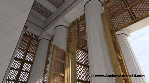 View of the Pronaos while exiting the cella