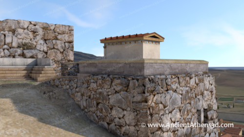 The archaic temple of Athena Nike on the tower of the Mycenaean wall.