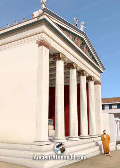 Άποψη του ναού ως τετράστυλος εν παραστάσι.